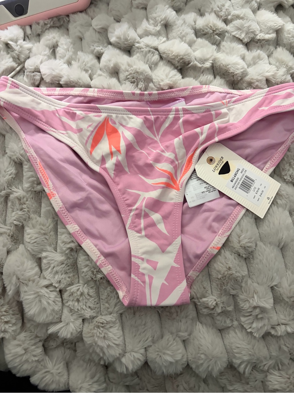 Billabong Pink & Coral Tropical Print Bikini Bottoms L/12 NWT